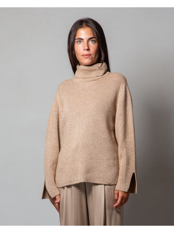 Beige High-neck Knit