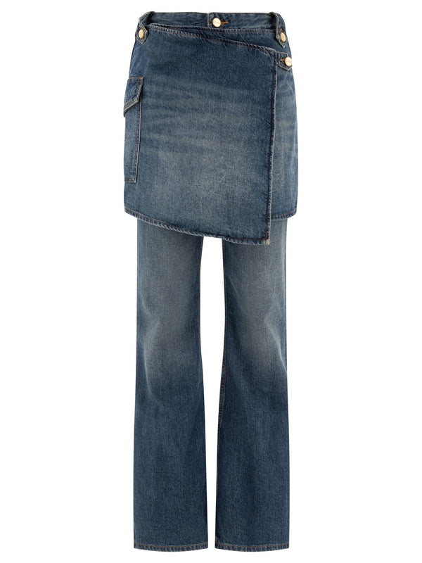 スカートディテールデニムパンツ