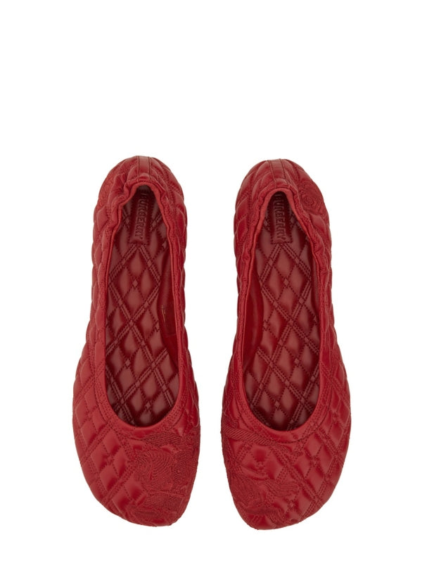 Quilted Leather Ballerina Flat Shoes