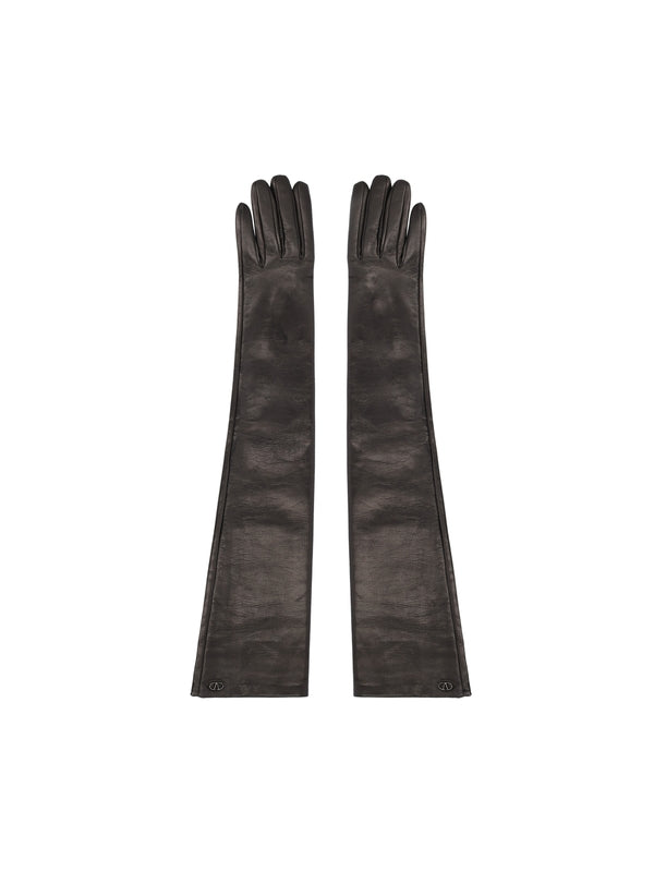 V Logo Leather Gloves