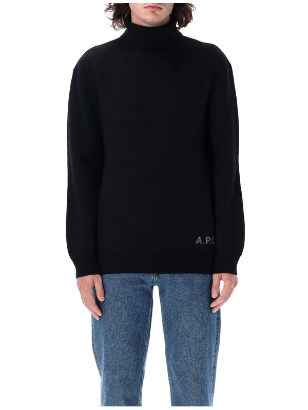 Walter Logo Jacquard High Neck
  Wool Knit