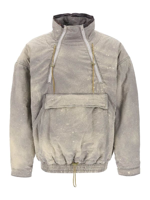 Washing Effect Padded Anorak Hood