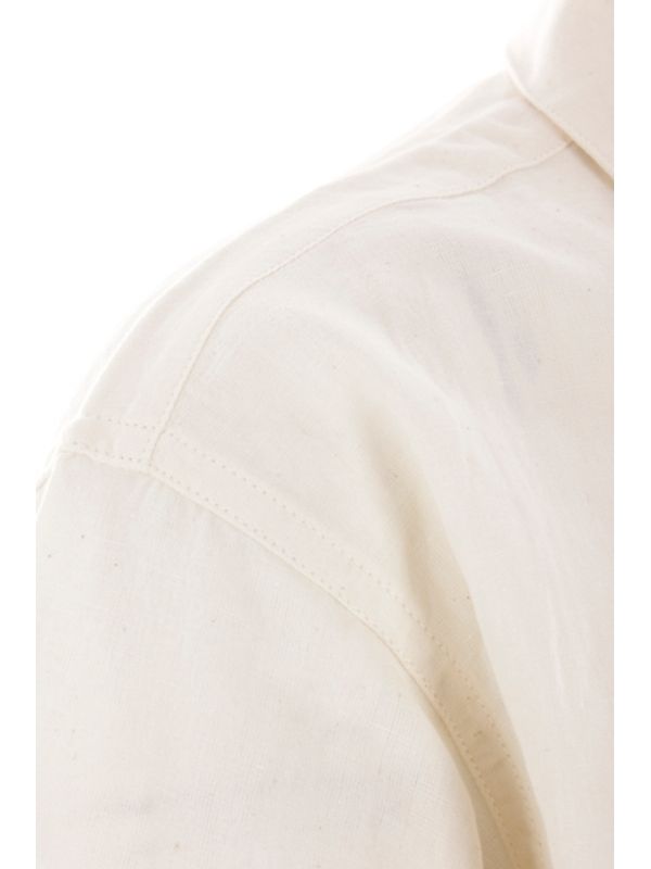 Patchwork Cotton Linen Short-Sleeve Shirt