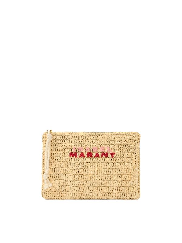 Praia Logo Embroidery Raffia Pouch