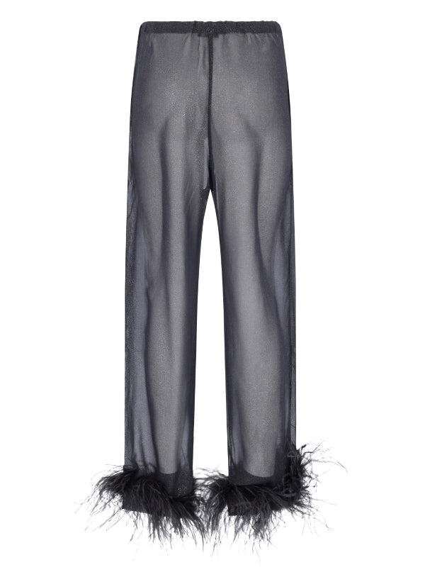 Lurex Detail Feather Hem Pajama
  Pants