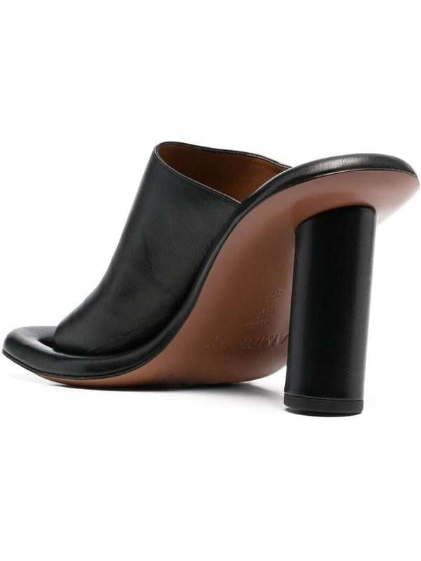 Square Toe Leather Sandal Heels