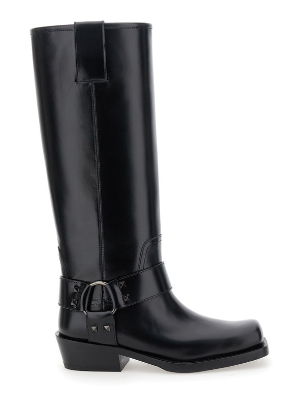 BOOT | ROCKSTUD | T. 40 | VITELLO/DEEP BLACK STUDS High Boots