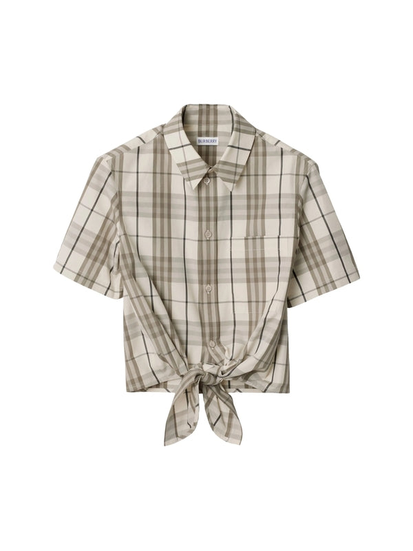 Tie Detail Check Pattern Shirt