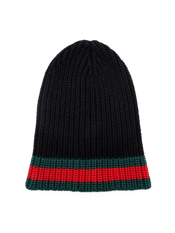 Web Black Wool Beanie