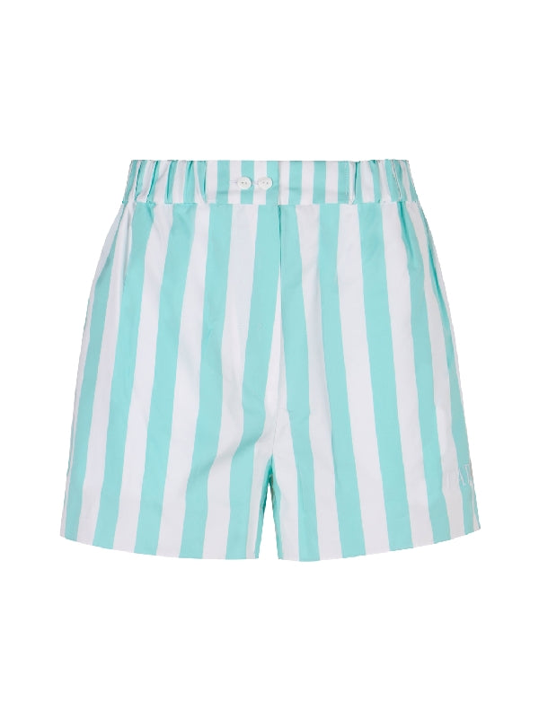 Stripe Pattern Cotton Shorts