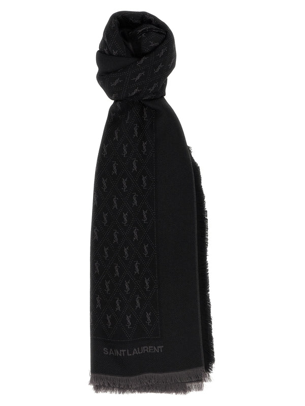 Saint Laurent Black Wool Mufflers