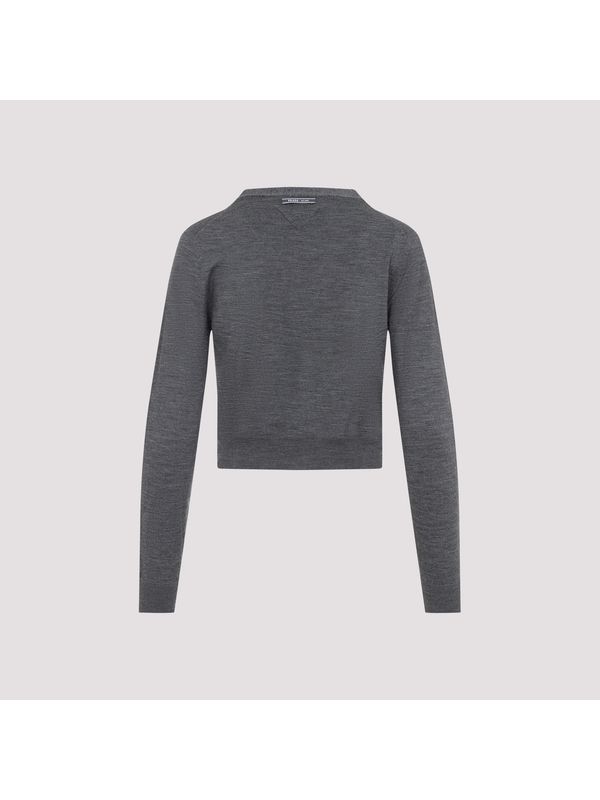 Back Triangle Logo Virgin Wool Cardigan