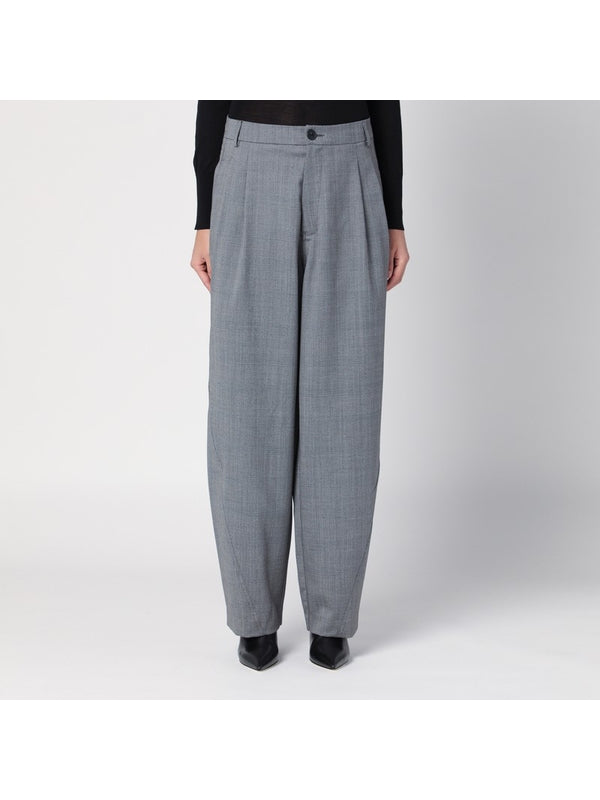 Prince Of Wales Wide Wool Tailored Pants