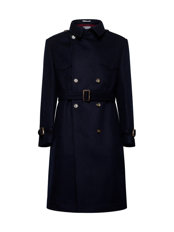 Navy Wool Trench Coat