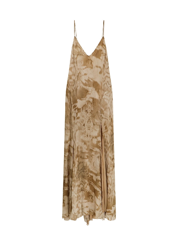 Camouflage Python Print Long Dress