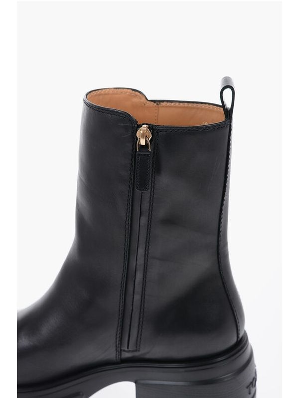 Black Calfskin Zip-Up Ankle Boots