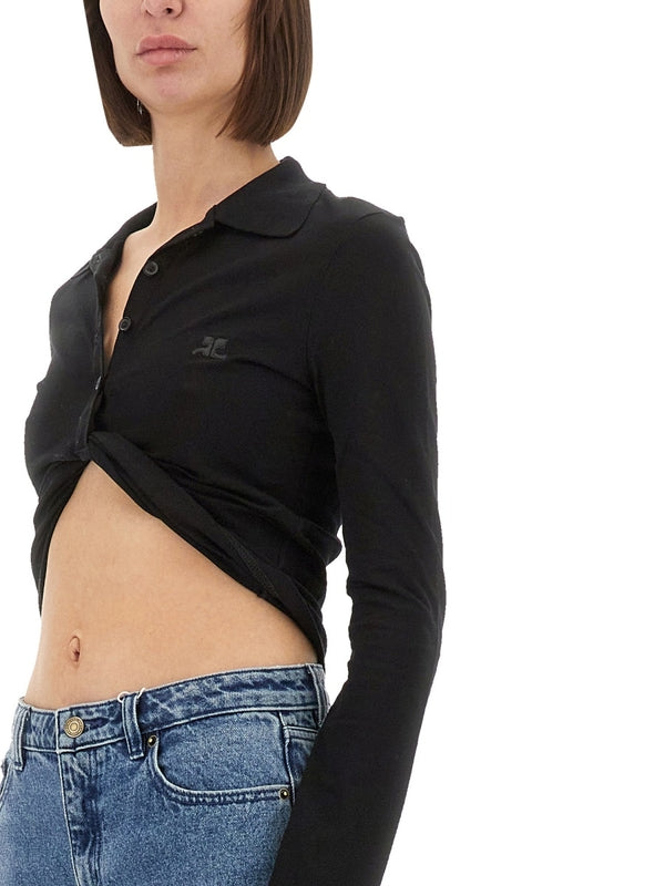 Twist Cotton Crop Polo Shirt