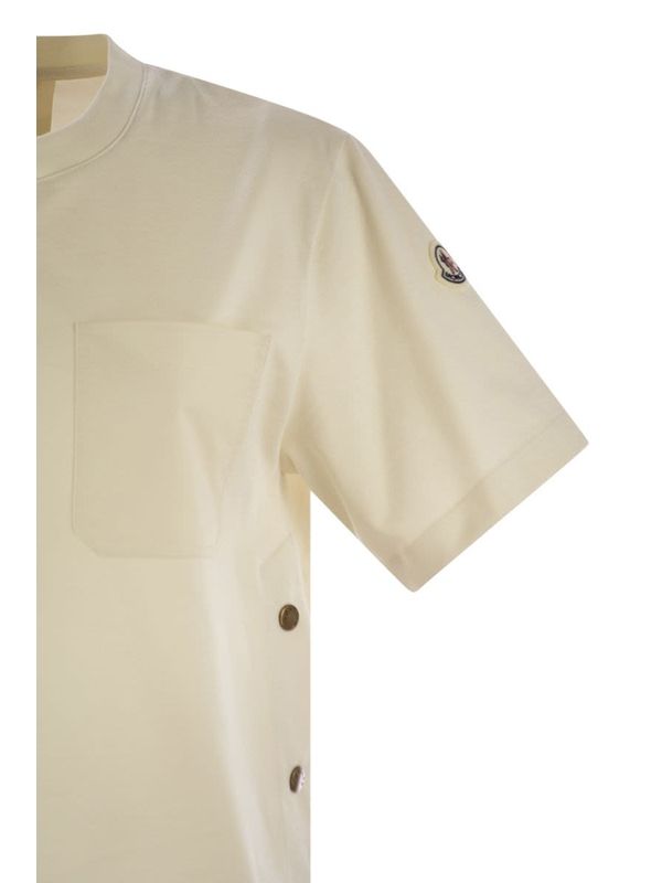 Side Button Cotton Short Sleeve T-Shirt