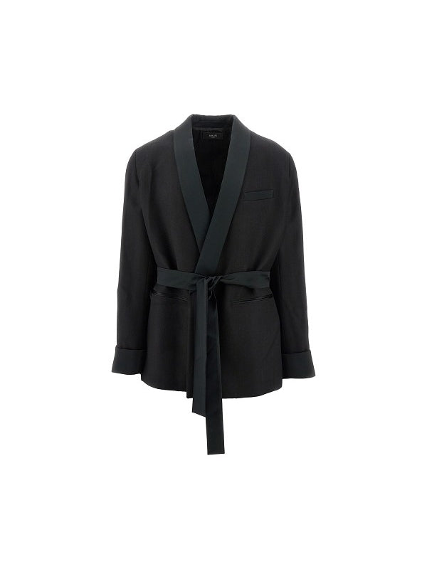 Wool Blend Belt Tailored Jacket