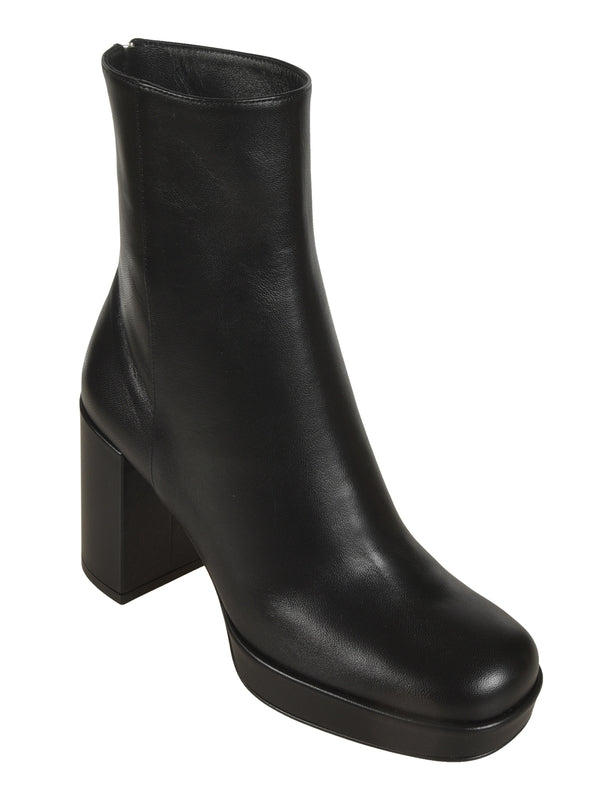 Zip-up Leather Ankle Boots