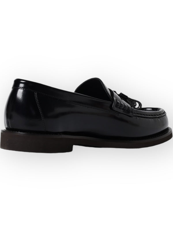 Monili Detail Leather Loafers