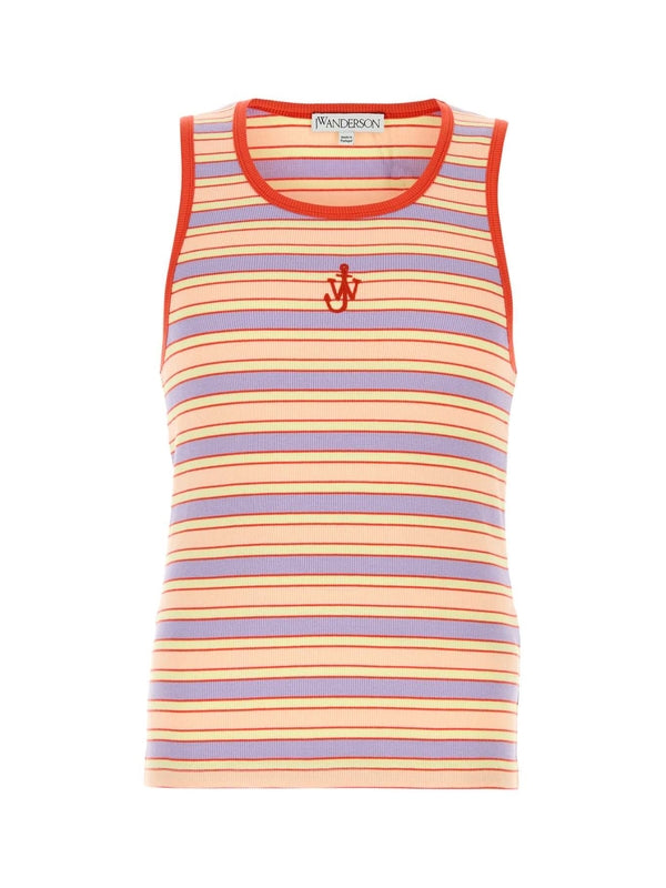 Anchor Logo Embroidered Stripe Tank Top