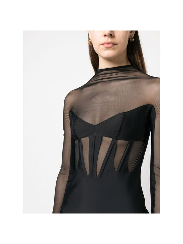 Cutout Semi Sheer Panel Mini
  Dress