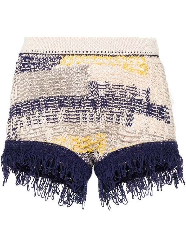 Asburgo Pattern Jacquard Fringe Shorts