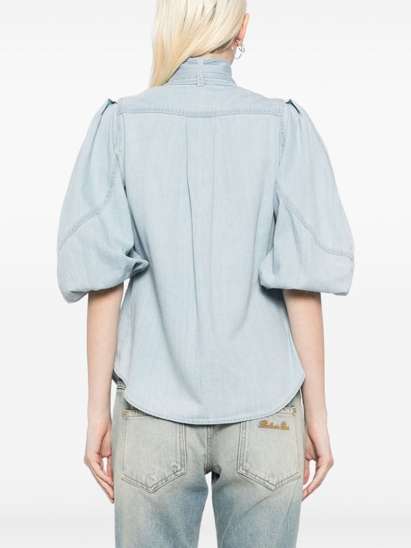 Acacia Bow Neck Denim Blouse