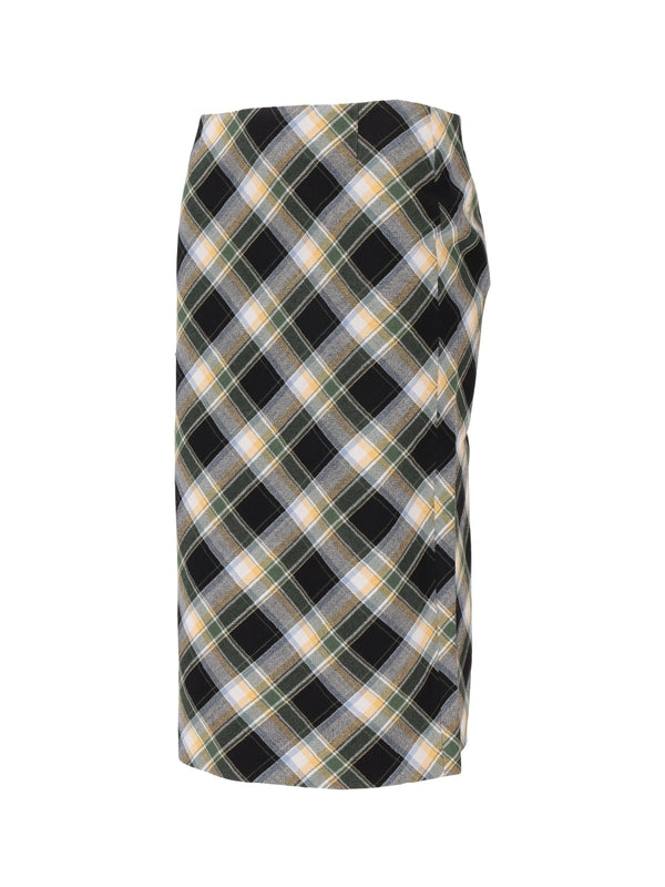 shushu/tong Back-Slit Check Skirt