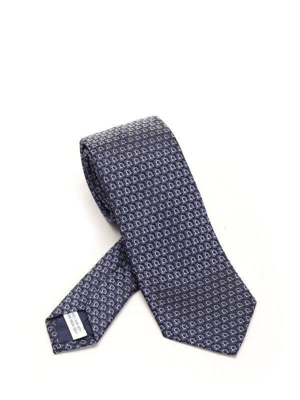 Gancini Pattern Silk Tie