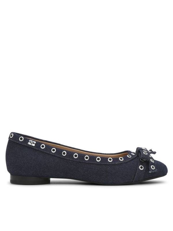 Bow Eyelet Detail Denim Flat
  Shoes