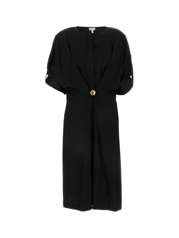 卵石纹细节中长连衣裙