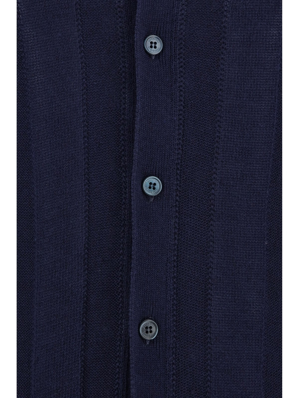 Allover Ribbed Linen Polo
  Shirt