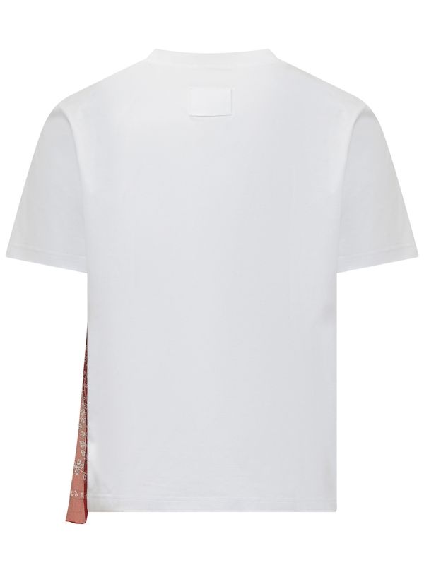 Scarf Panel Cotton Short Sleeve T-Shirt