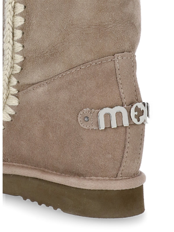 Metal Logo Suede Ankle Boots