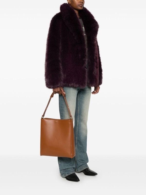 PLAN C - Brown Leather Shoulder Bag - Jente