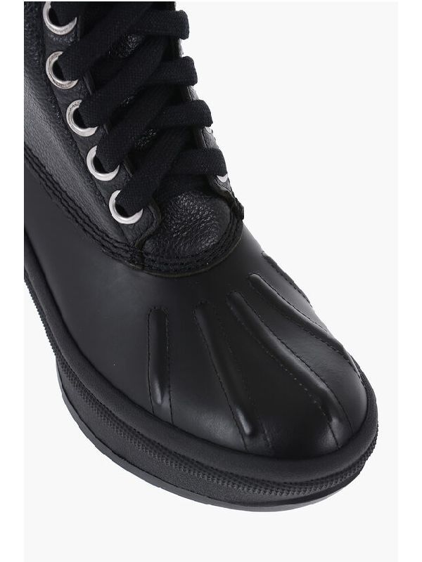 Black Leather Lace-Up Boots