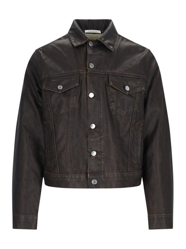 Faux Leather Trucker Jacket