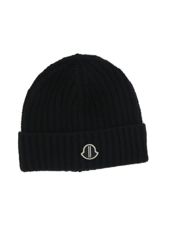 Moncler Logo Patch Wool Cashmere Beanie