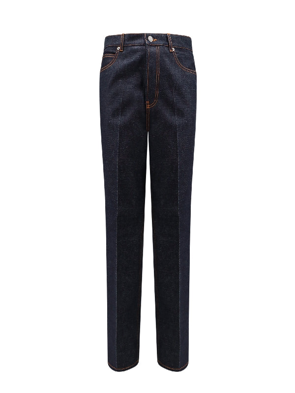 Contrast Stitching Denim Pants