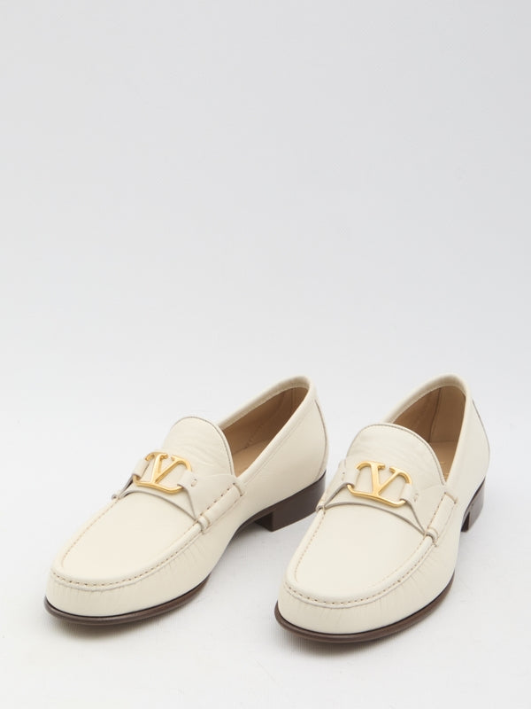 V Logo Calfskin Loafers