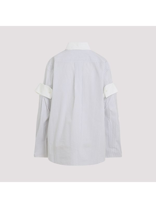 Pinstripe Cuff Detail Cotton Shirt