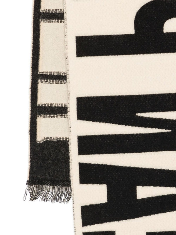 Jean Paul Gaultier Ivory Black Wool Mufflers