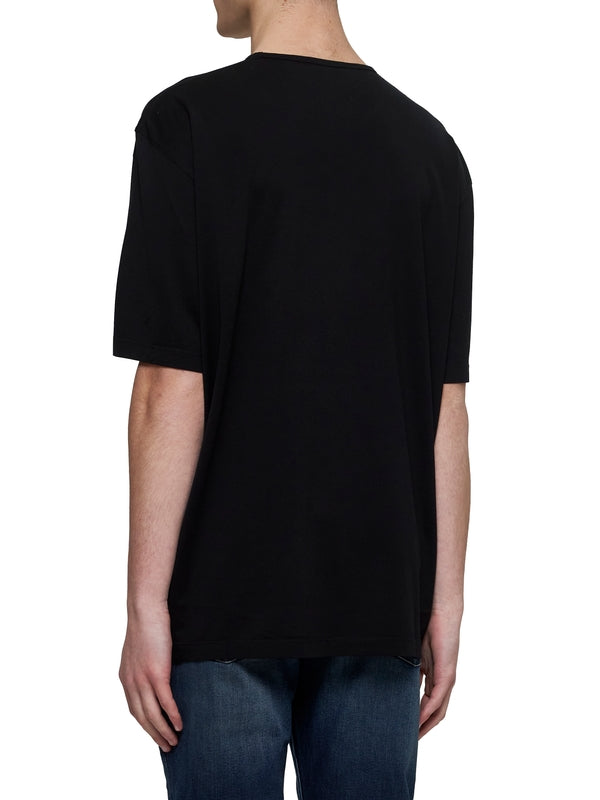 Black Crewneck Cotton Short-Sleeve T-Shirt