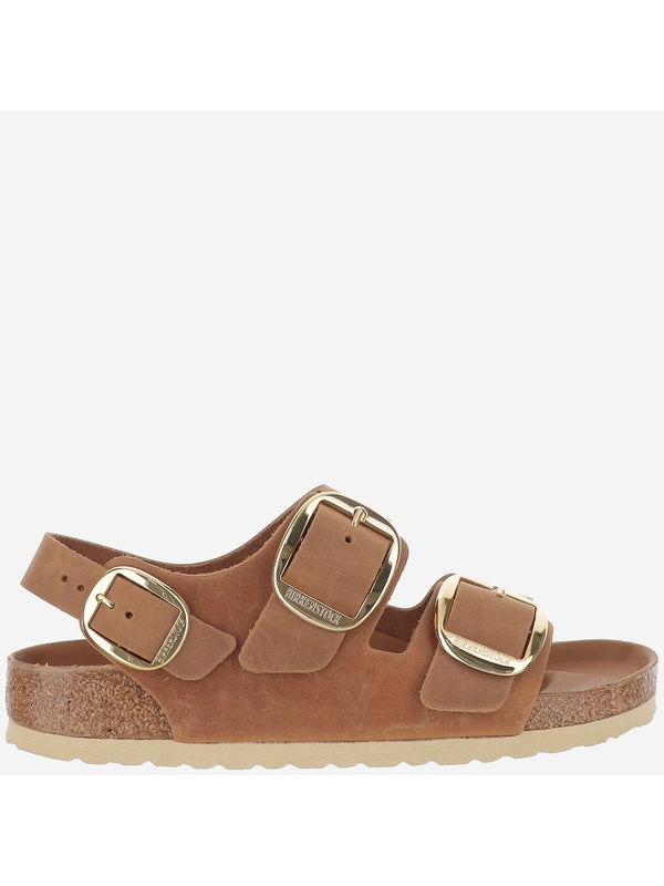 Milano Big Buckle Nubuck Leather Sandals