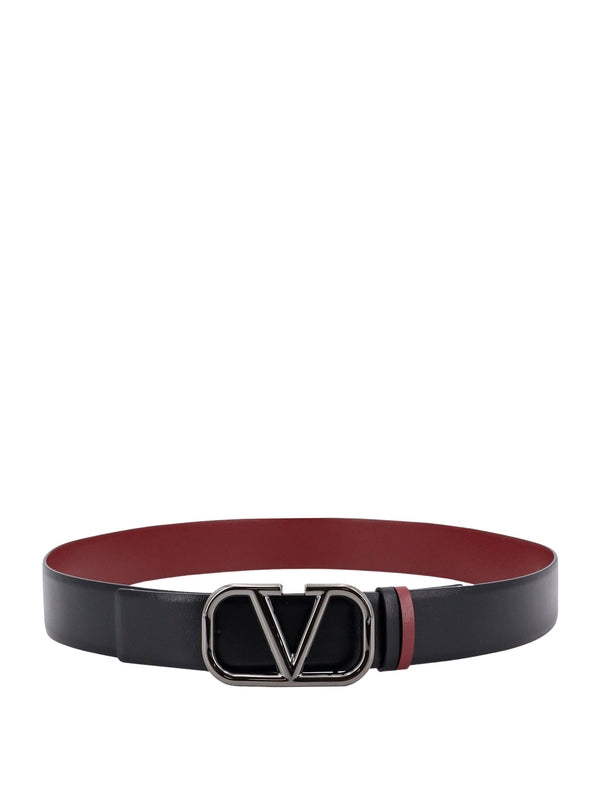 V Logo Reversible Leather Belt