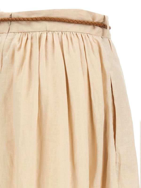 WYLIE Belted
  Flare Long Skirt