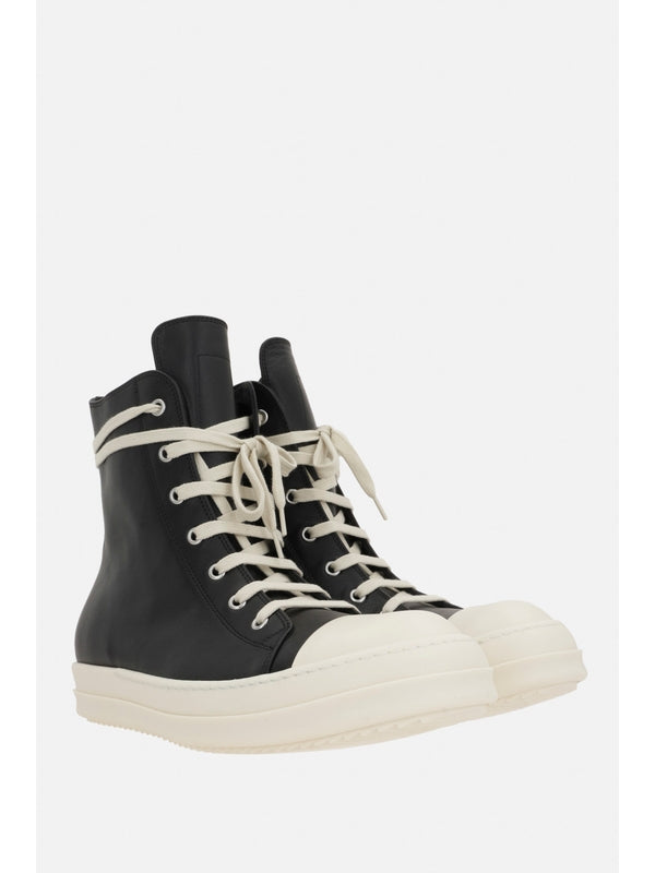 Zipper Detail Leather High-Top Sneakers