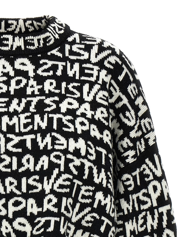 Lettering
  Jacquard Cropped Wool Knit